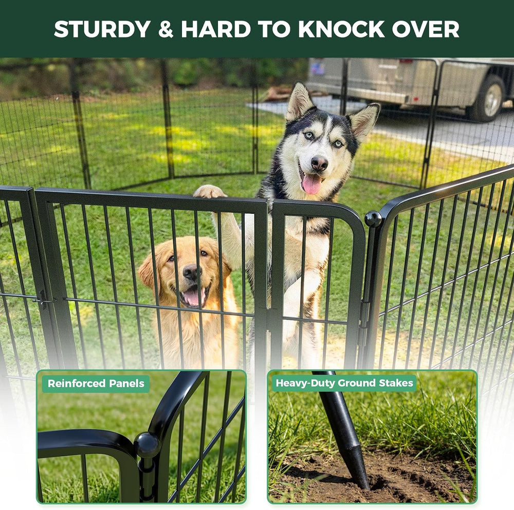 FXW Instant Dog Playpen with RV Step Grid for RV Camping, 40" H, 16 Panels