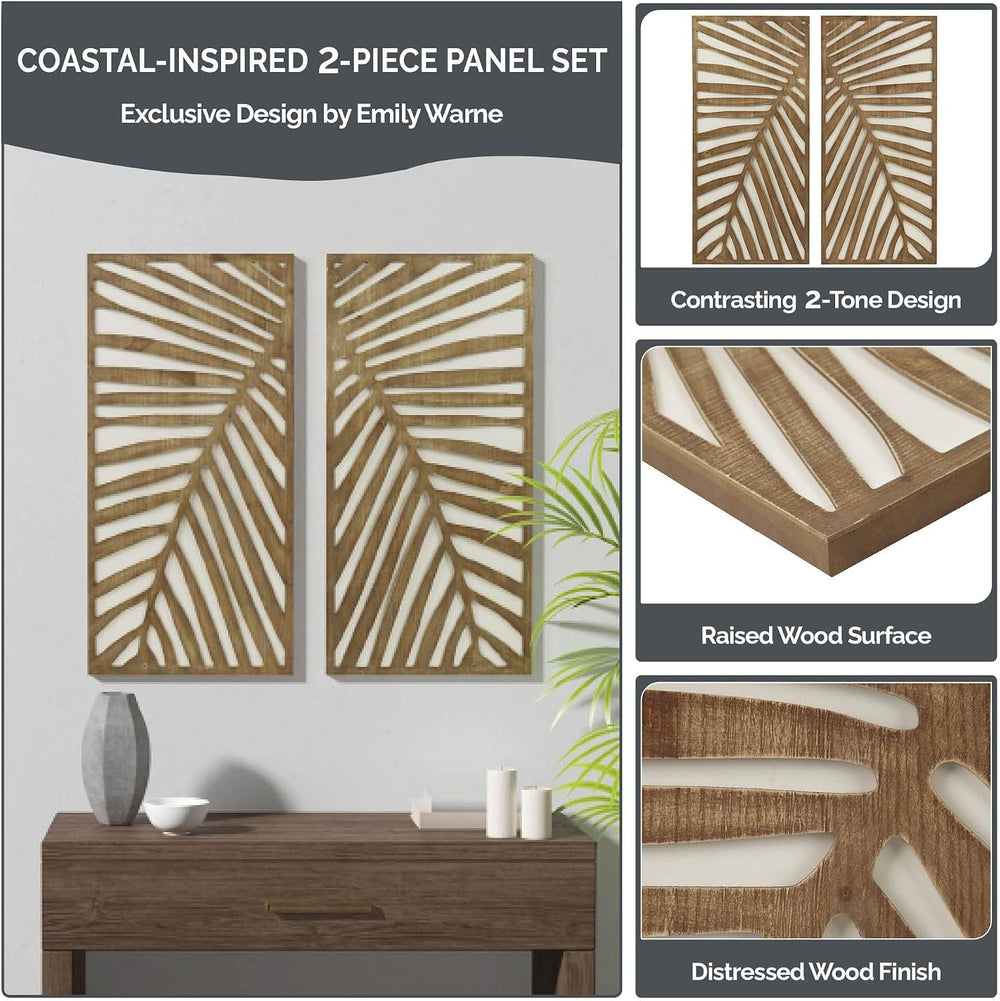 Madison Park Wall Décor for Living Room - Birch Palms Botanical Two-Tone, Hom...