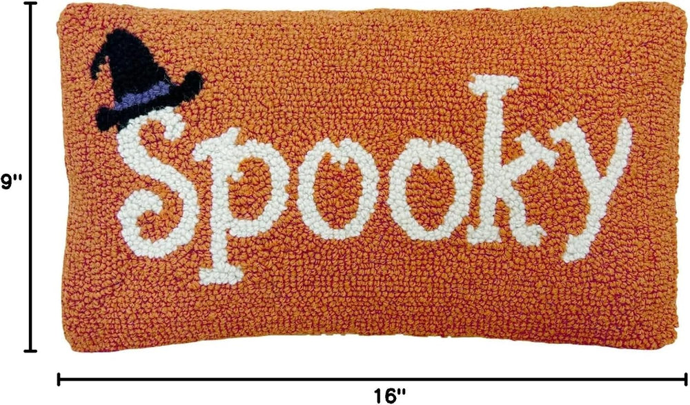 Hand Hooked Halloween Pillow - 9X16 inches Throw Pillow for Couch or Dorm (Sp...