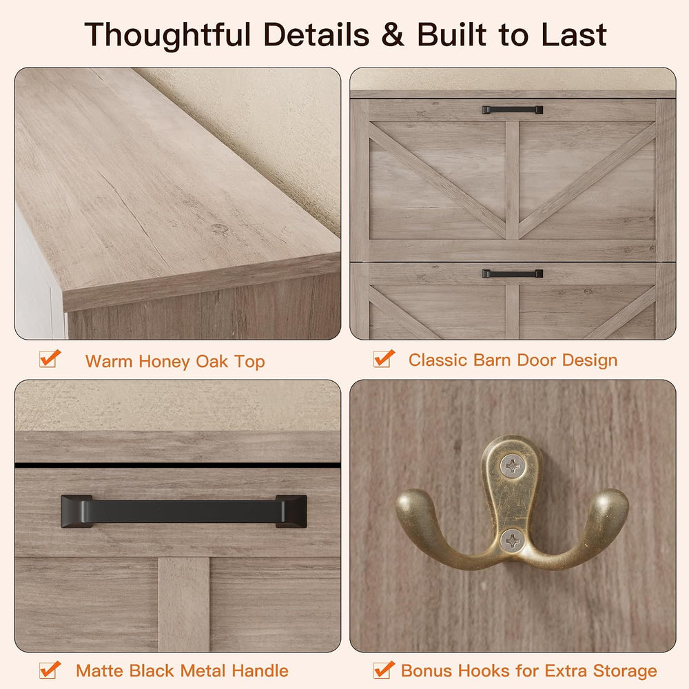 Nicetree Farmhouse Gray Shoe Cabinet – Ultra Slim 3-Drawer Flip Organizer wit...