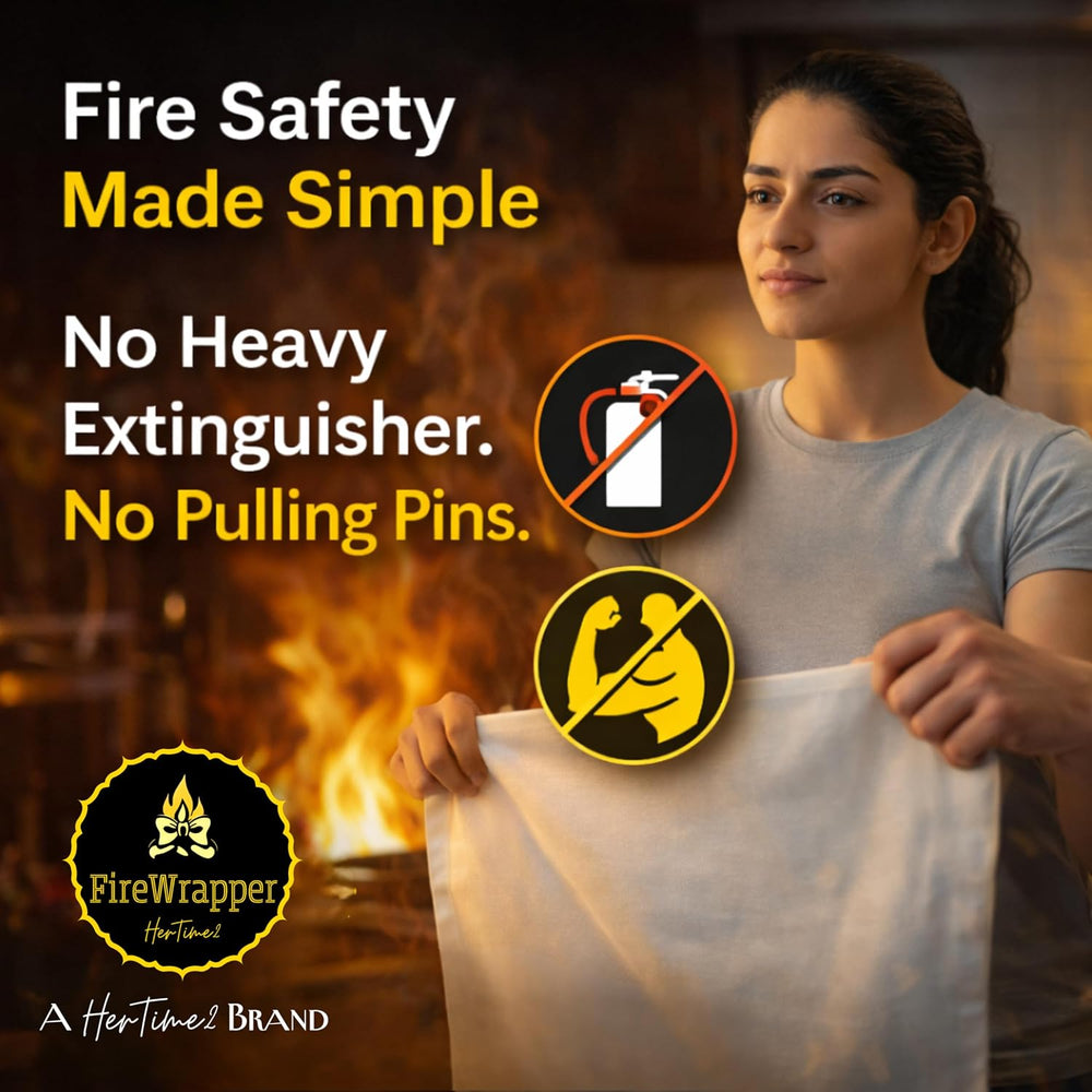 HerTime2 FireWrapper Emergency Fire Blanket 2-Pack – 900°C Flame Resistant, R...