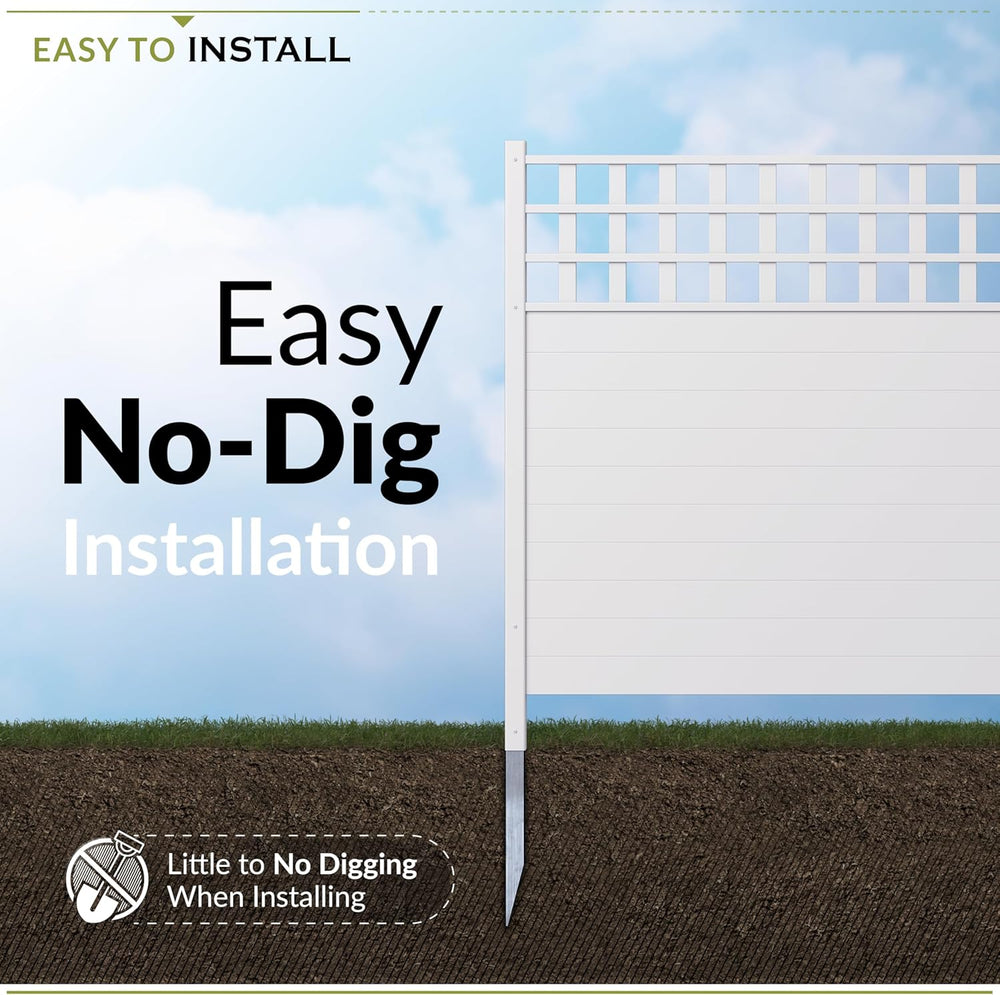 Zippity Keswick Privacy Screen and Fence, White Vinyl DIY No Dig Kit
