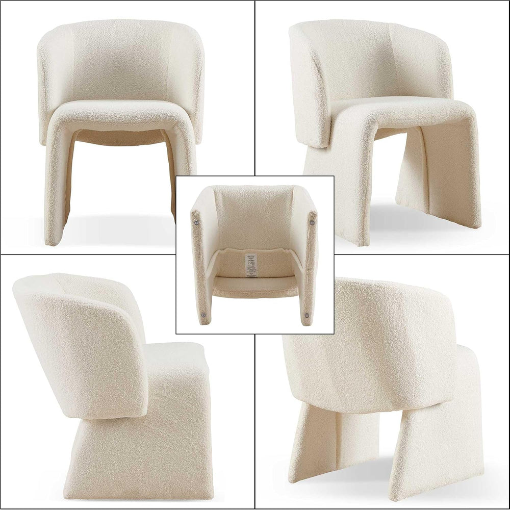 Homedot Modern Dining Chair Upholstered Off White Teddy Velvet Barrel Home Ki...
