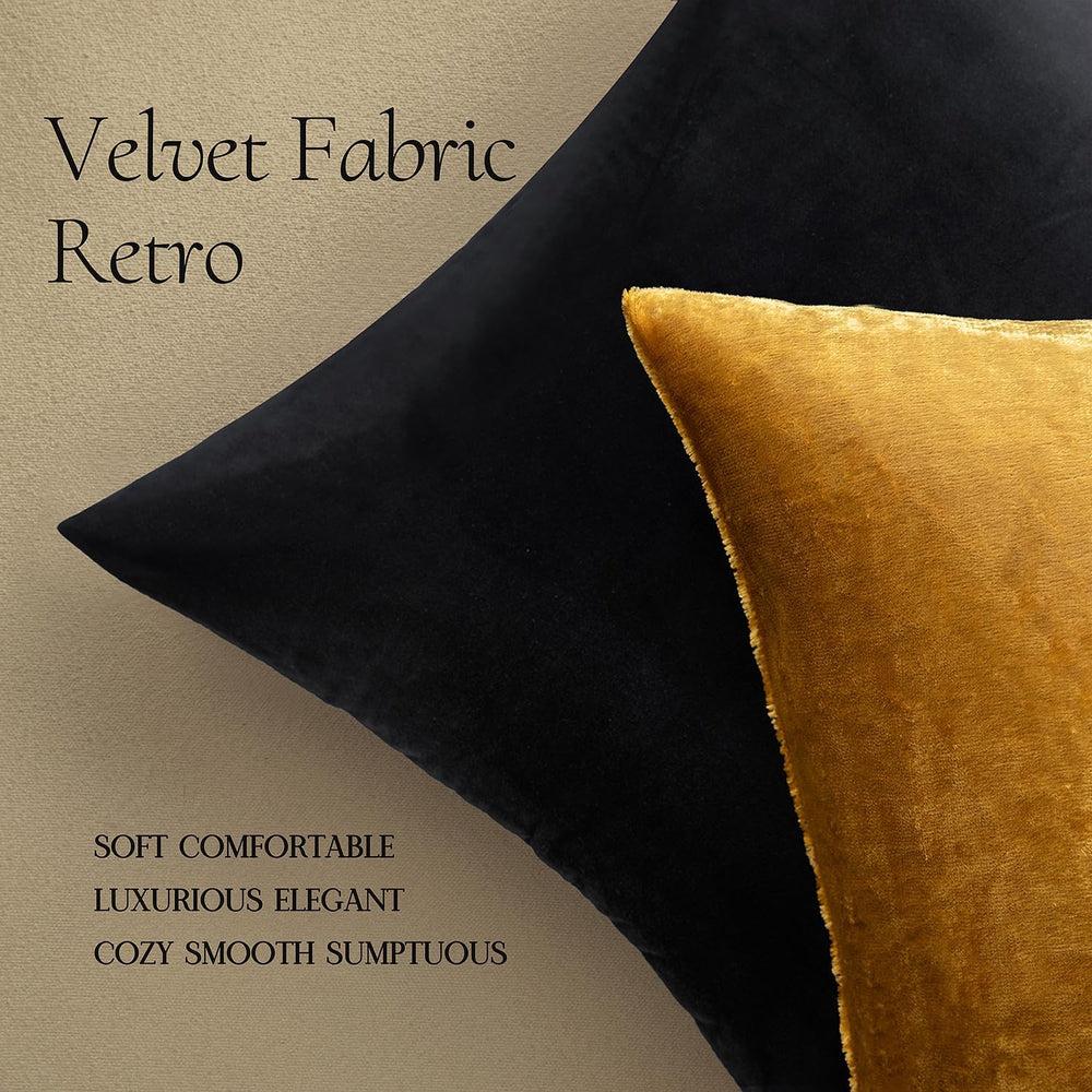 MIULEE 26x26 Inch Pack of 2 Euro Velvet Throw Pillow Covers Dark Gold