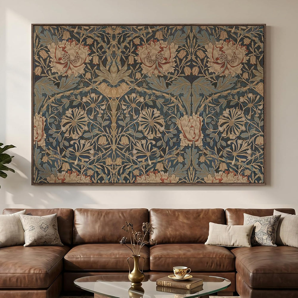 Extra Large Framed Vintage Morris Botanical Wall Art for Living Room, 72x48