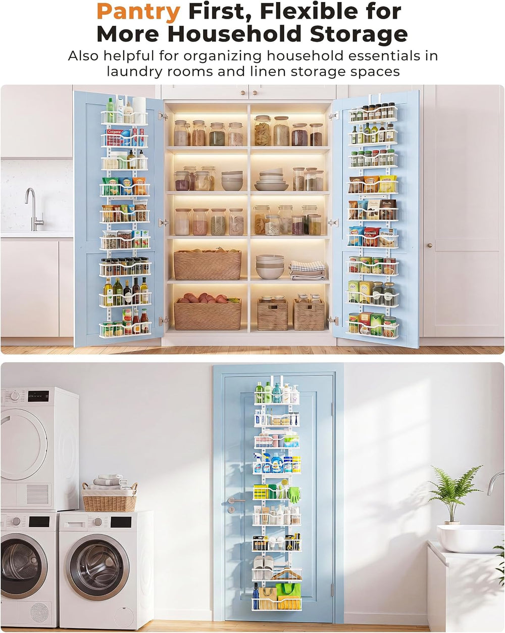 EVERIE 9-Tier Over the Door Pantry Organizer, Stable Design, Solid Bottom