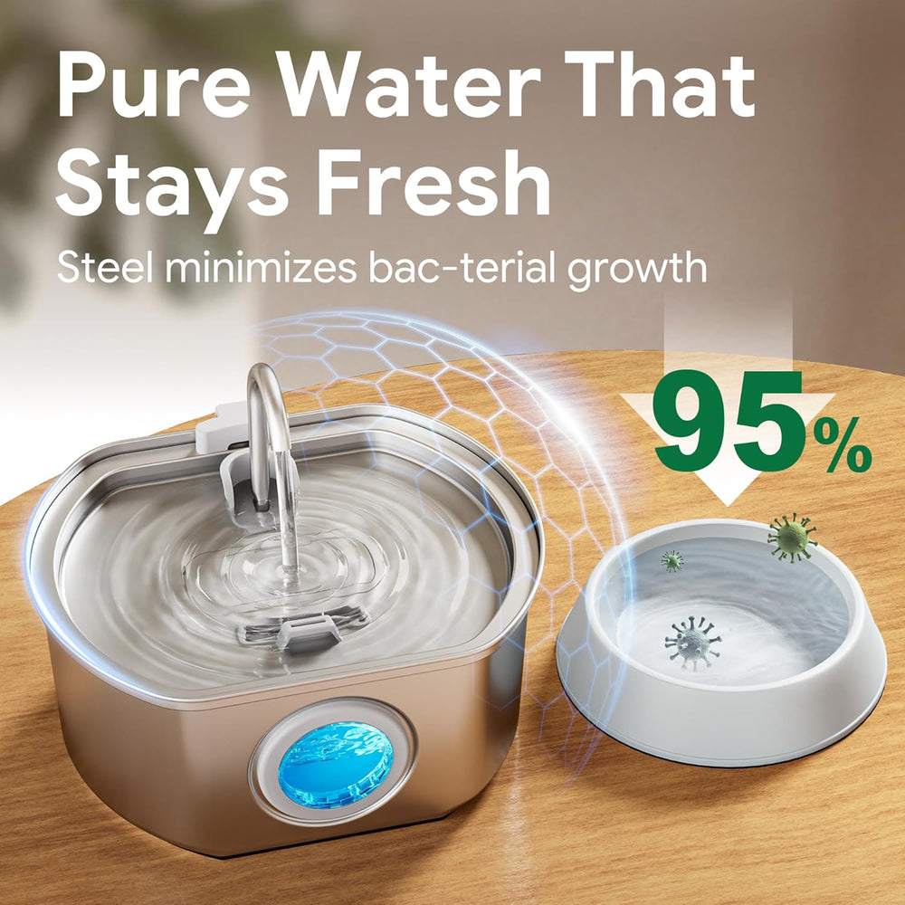 Cat Water Fountain Stainless Steel: 108oz/3.2L Cat Fountain for Drinking
