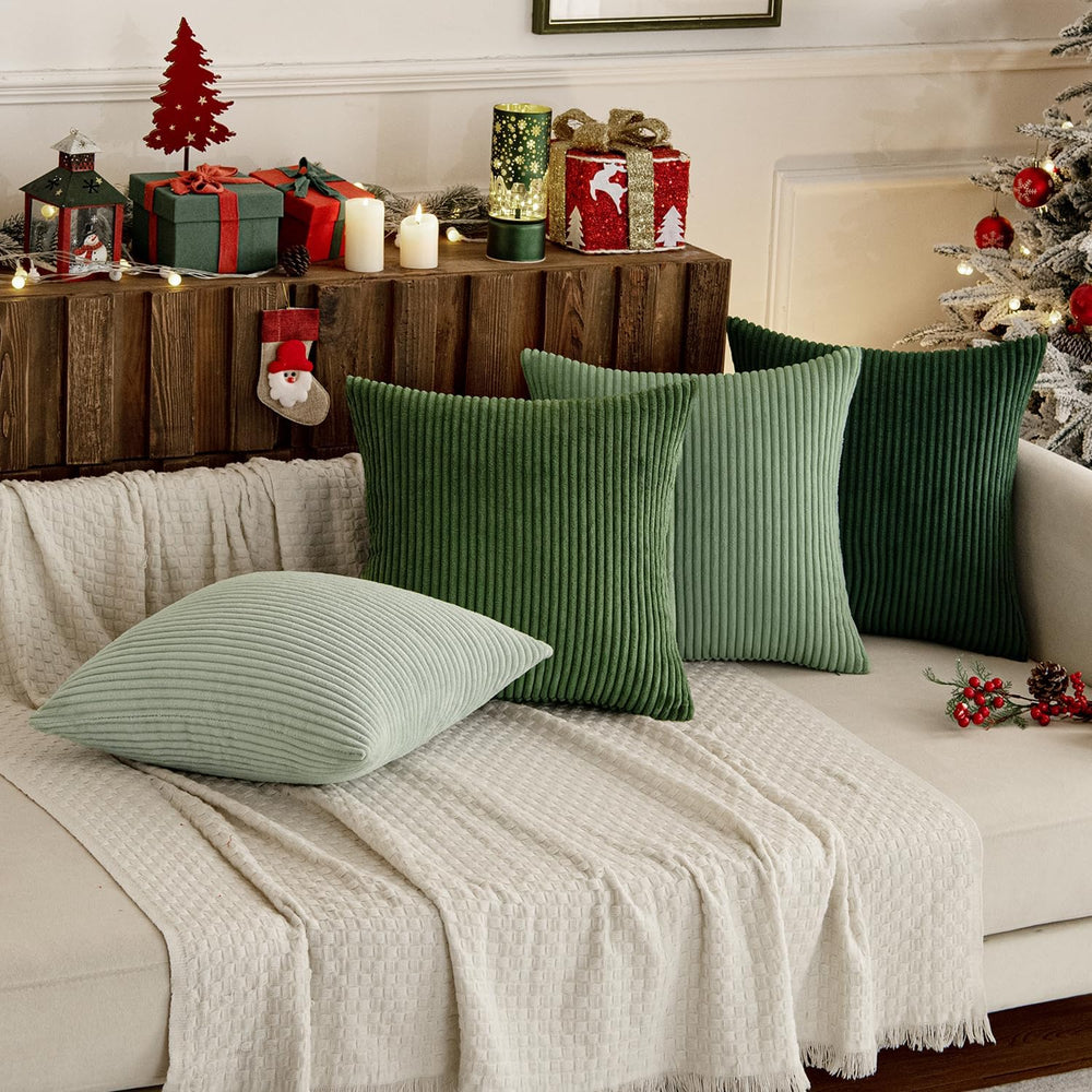 MIULEE Soft Corduroy Decorative Throw Pillow Covers Forest Green 22x22