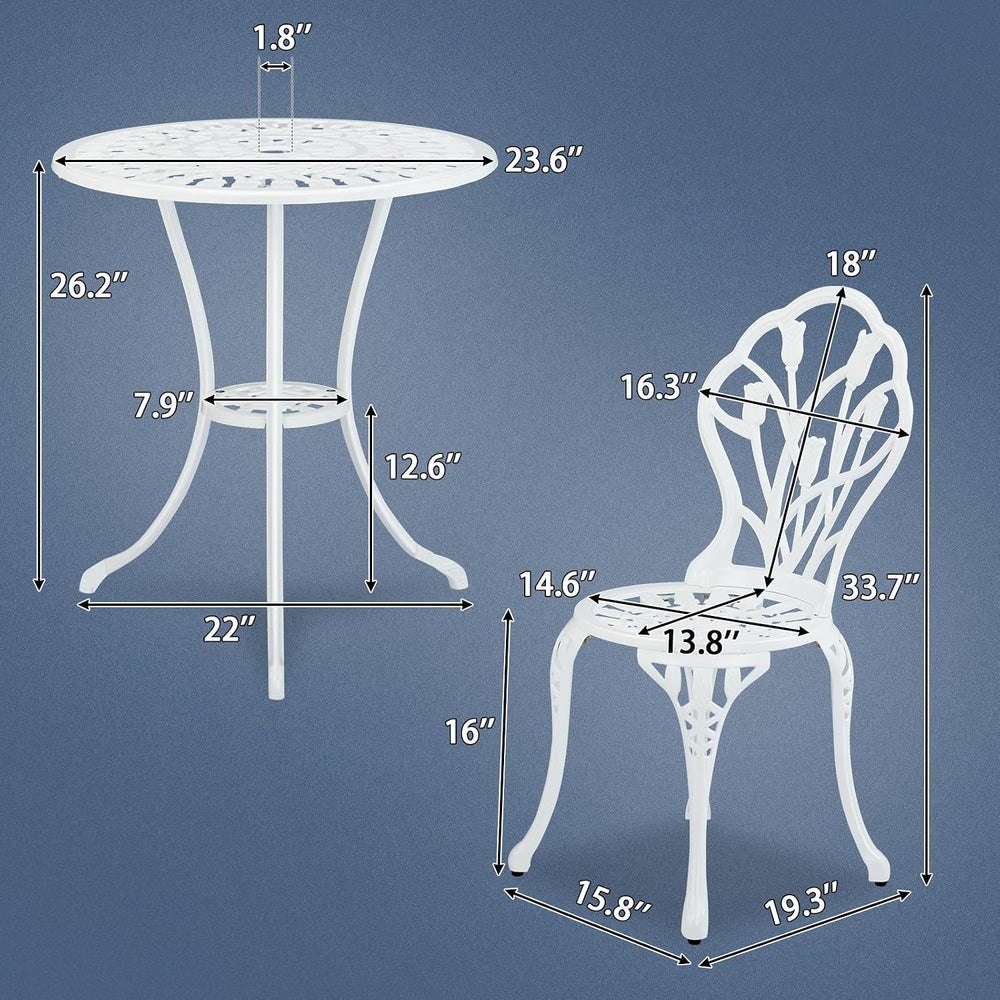 VINGLI 3 PCS Outdoor Bistro Set, Outdoor Patio Set, All-Weather Cast Aluminum...