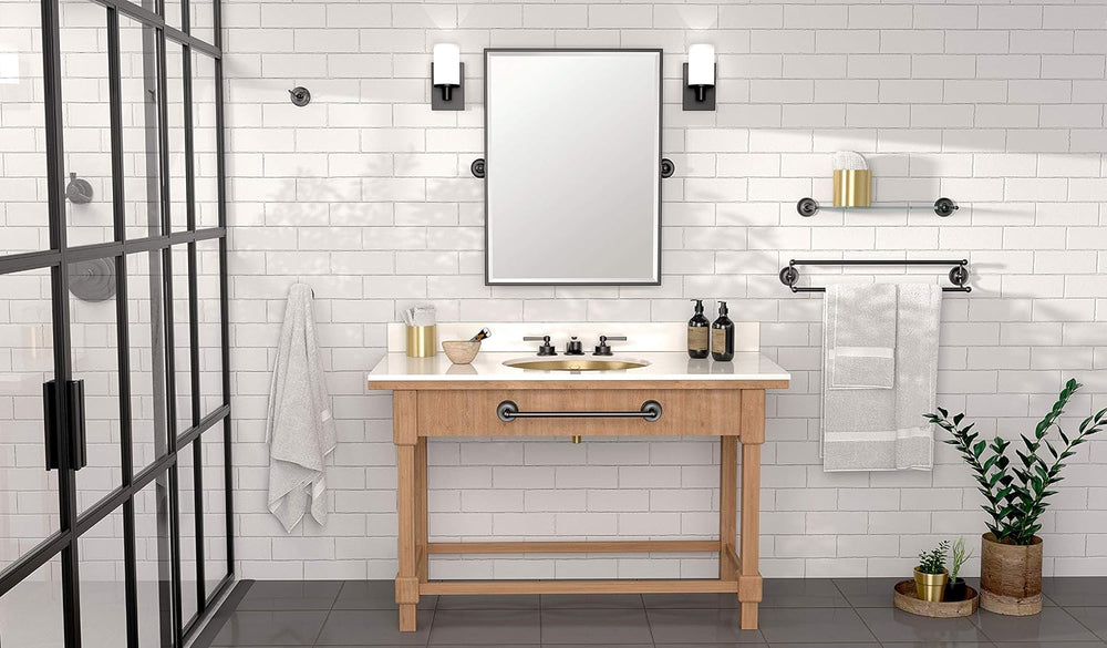 Gatco 5375MX Designer II Double Towel Bar, 24 Inch, Matte Black/Wall Mounted ...