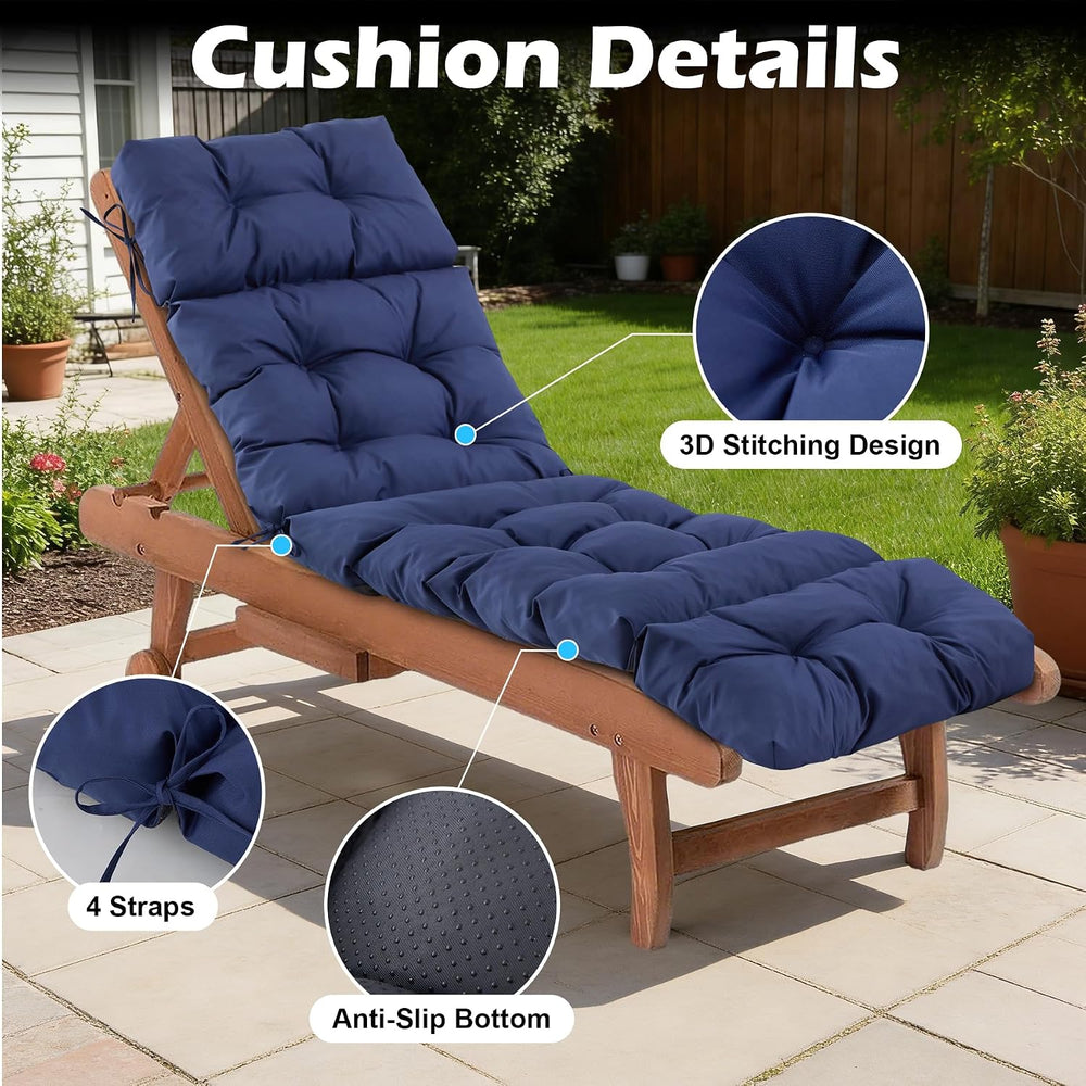 Chaise Lounge Cushions Outdoor, Waterproof & Fade Resistant Patio Lounge ...