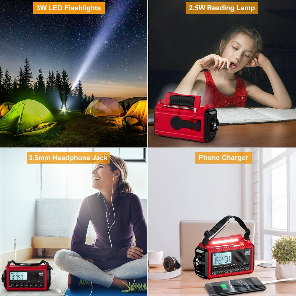 Raynic Emergency Radio, 5000mAh/18500mWh Weather Radio, Solar Hand Crank Emer...