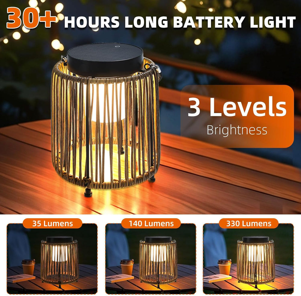Outdoor Solar Lantern for Patio Waterproof, Rechargeable Table Lamp