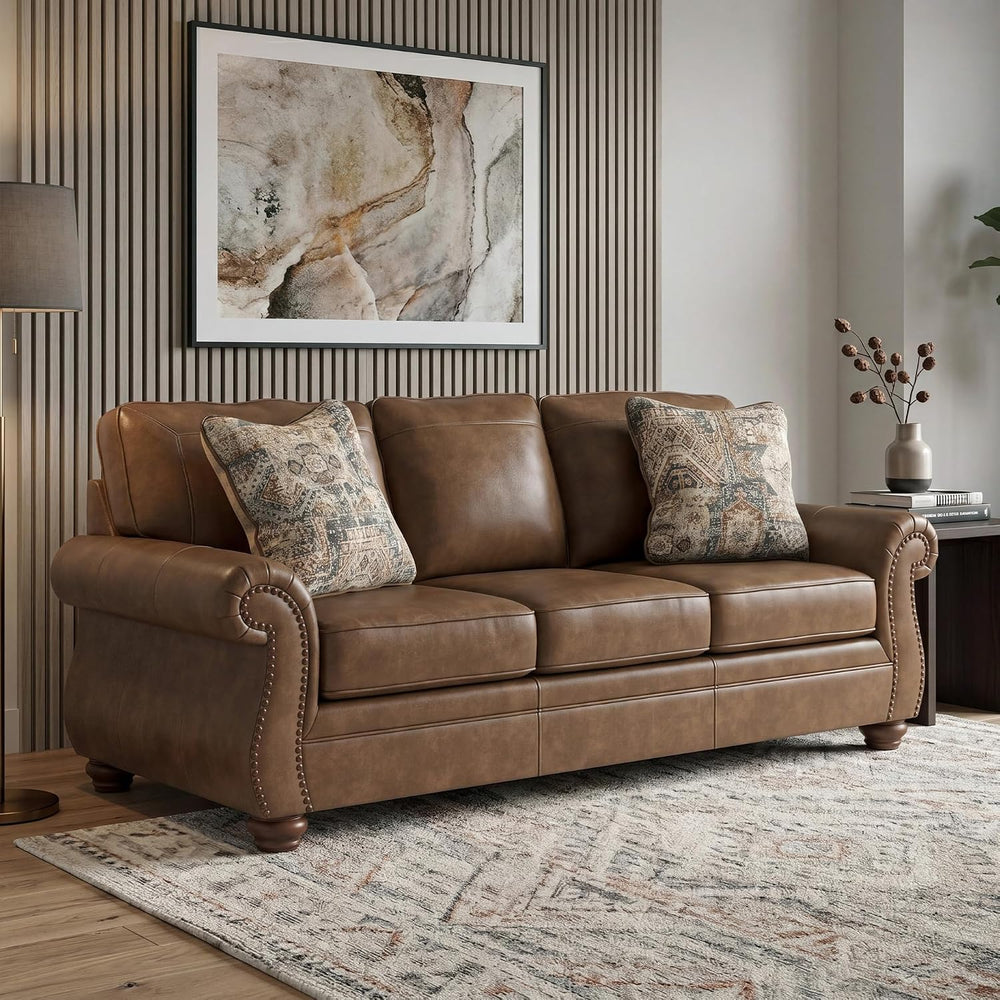 Signature Design by Ashley Faux Leather Sofa, Earth Brown, Chatterton