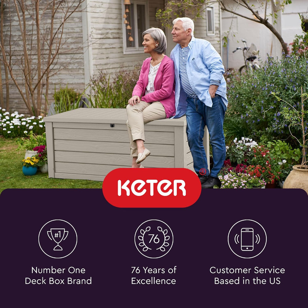 Keter Westwood 150 Gal Outdoor Storage Box for Patio and Pool Accessories