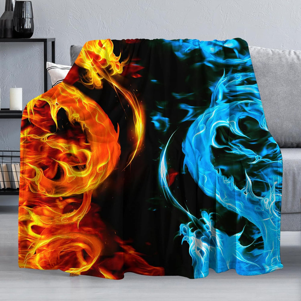 Ice & Fire Dragon Throw Blanket for Couch, Super Soft Fuzzy Throws Warm C...