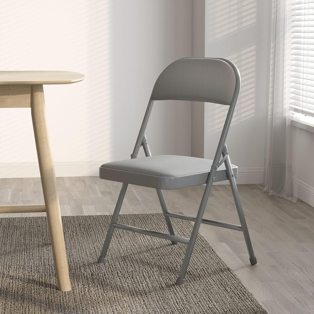 Nazhura Folding Chairs with Padded Vinyl Cushion Chairs with Comfortable Cush...