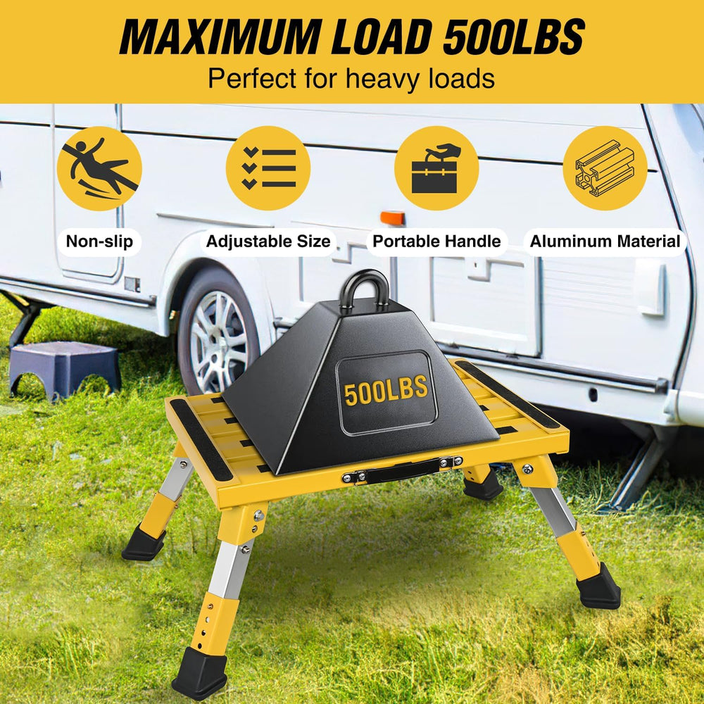 Nilight RV Step Stool Portable Folding Aluminum Platform 16.5x11.8 Handle