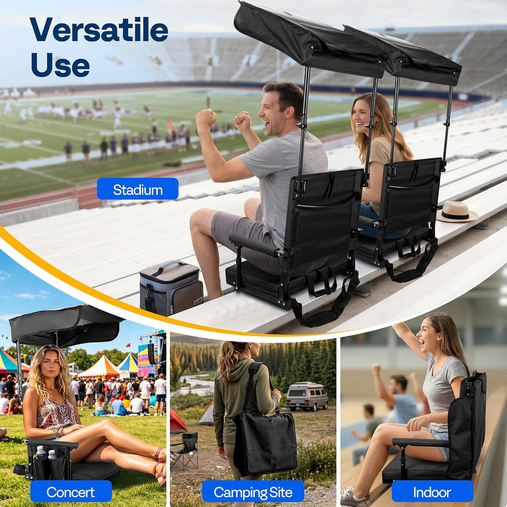 VIVOHOME Stadium Seat with Sunshade Canopy and Back Support for Sport Event