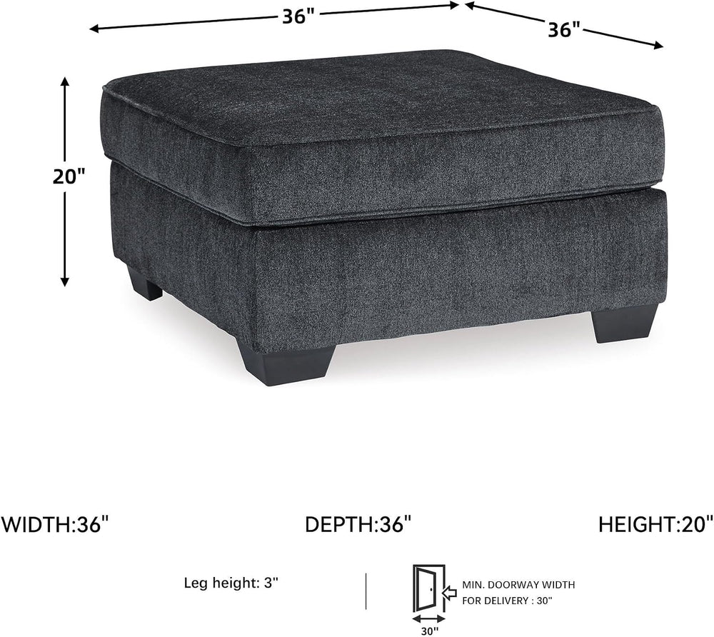 Signature Design by Ashley Altari Oversized Square Ottoman, Slate Gray