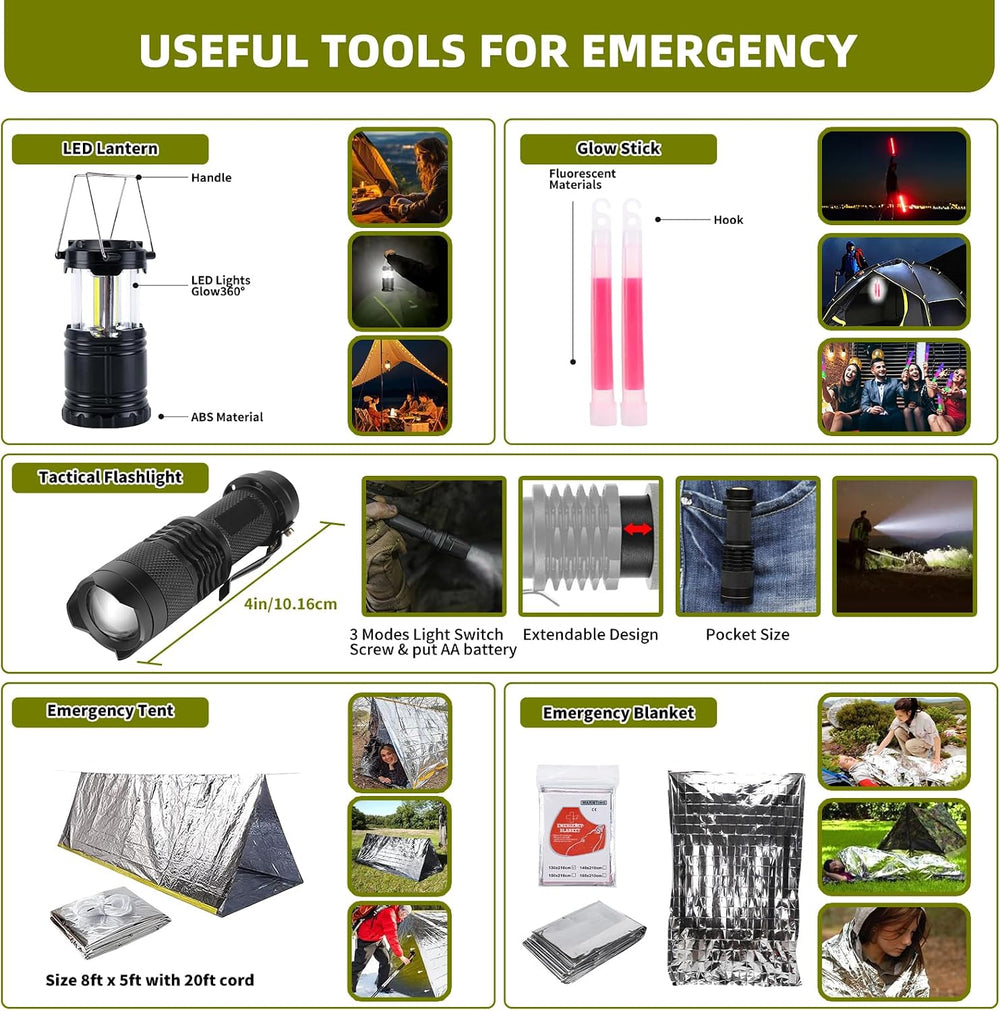 260Pcs Emergency Survival Kit, Full First Aid Supplies with Thermal Emergency...