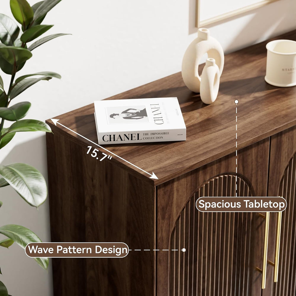 Modern Buffet Cabinet with Storage, 31.5”Sideboard Cabinet, Walnut