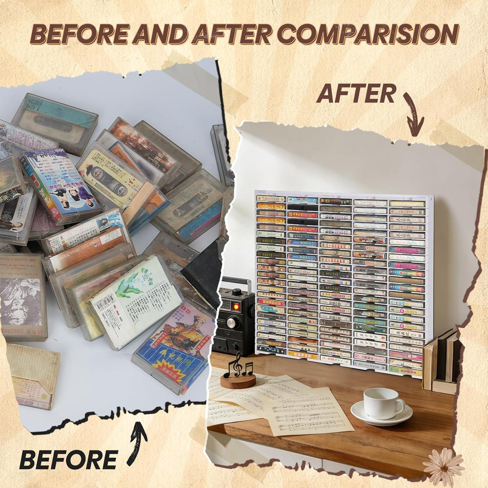 115-Slot Cassette Tape Storage Organizer Rack