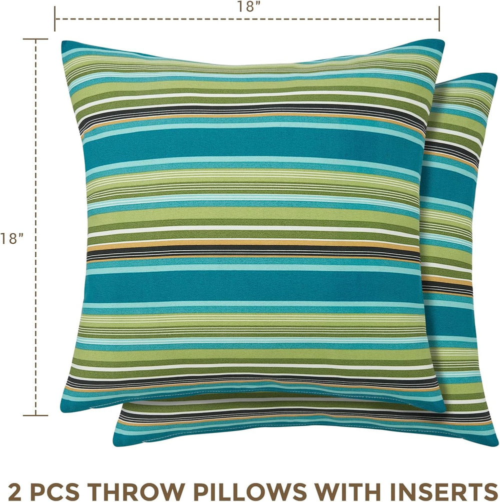 Throw Pillow with Insert, Set of 2, Outdoor Indoor Waterproof Decorative Pati...