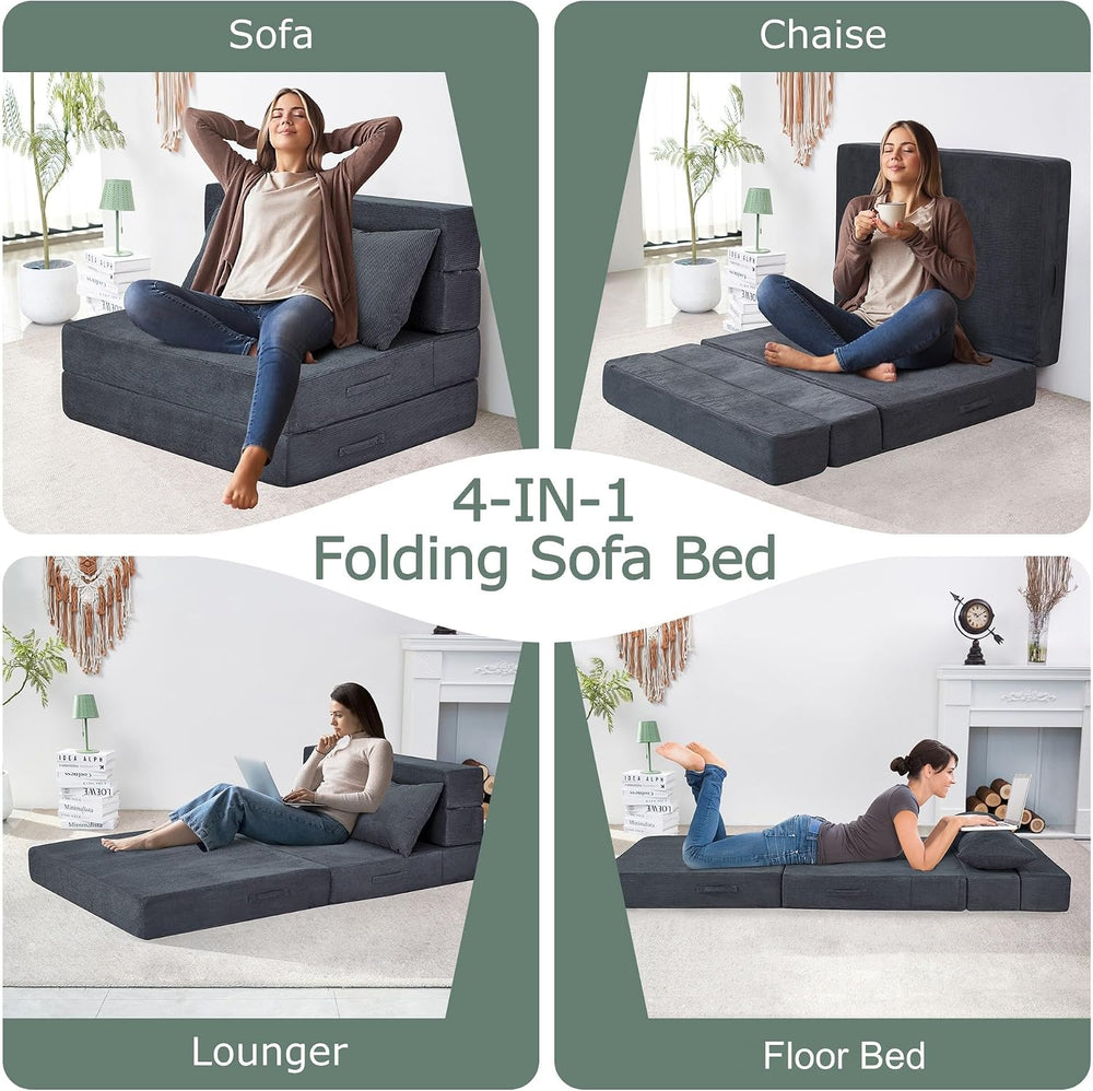Folding Sofa Bed, Convertible Sleeper Chair Bed, Floor Sofa with Bag