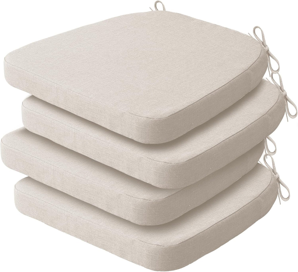 Beige Dining Chair Cushions with Ties, Waterproof Outdoor Seat Pads with Non-...