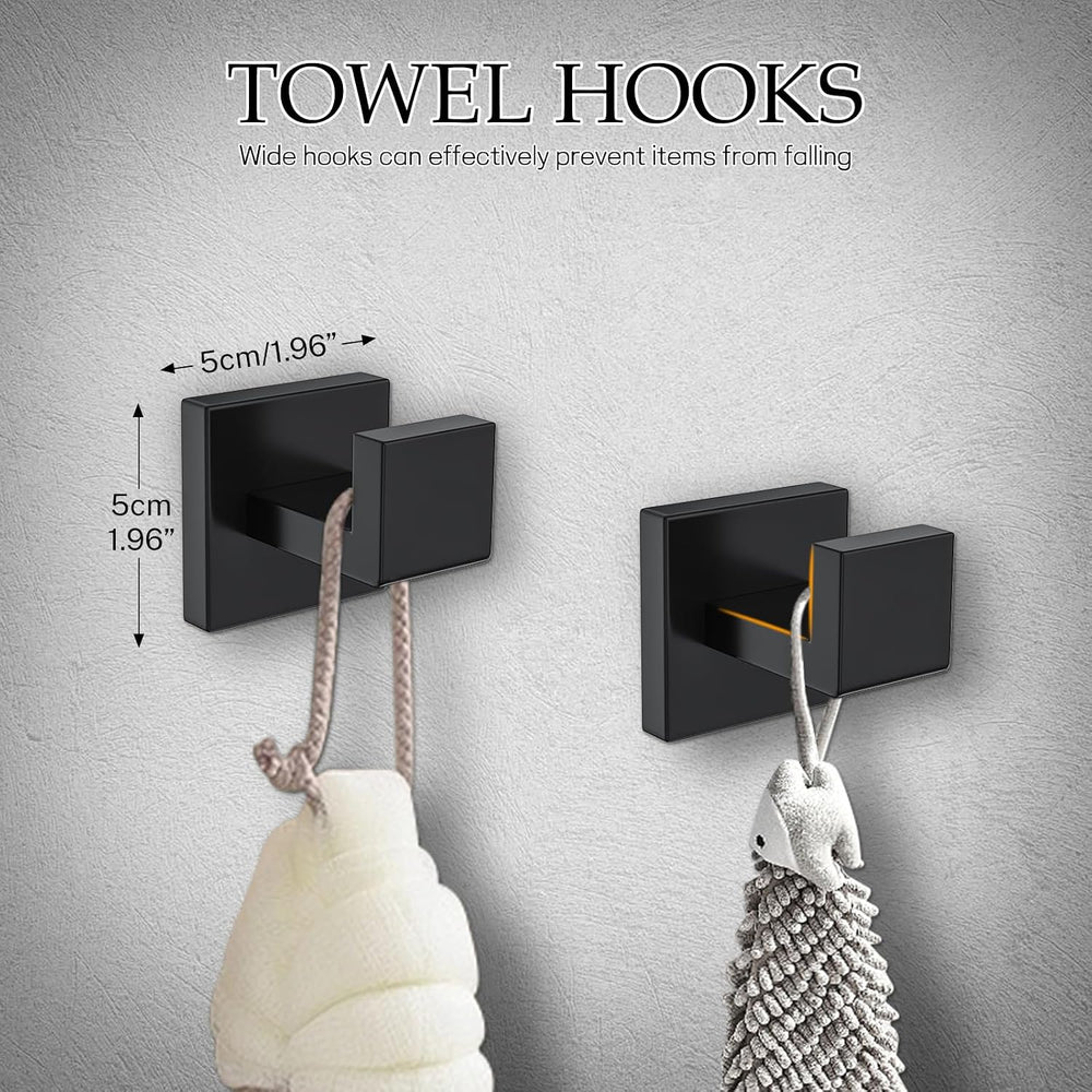 Matte Black Bathroom Hardware Accessories Set 10-Pieces Black Towel Bar Set S...