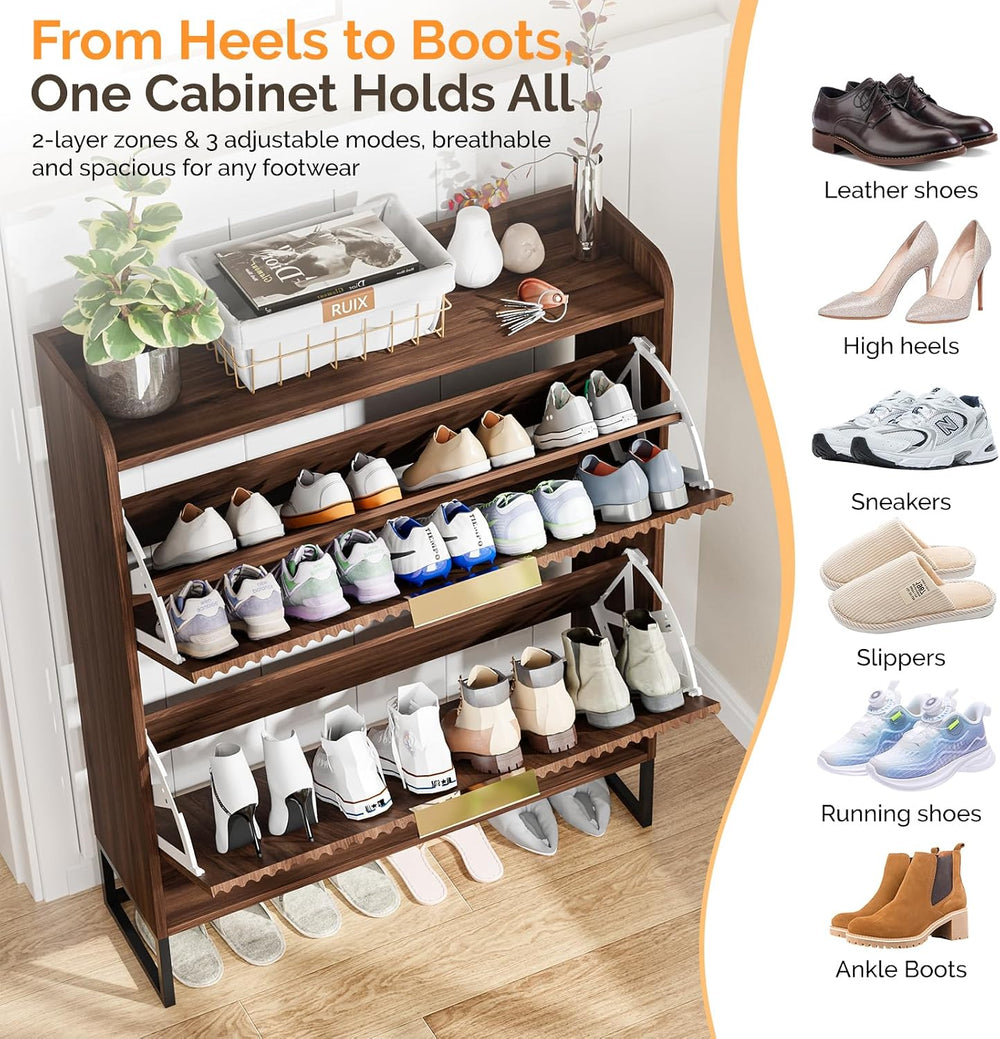 VINGLI Fluted Shoe Cabinet Storage for Entryway,Hidden Shoes Storage Cabinet ...