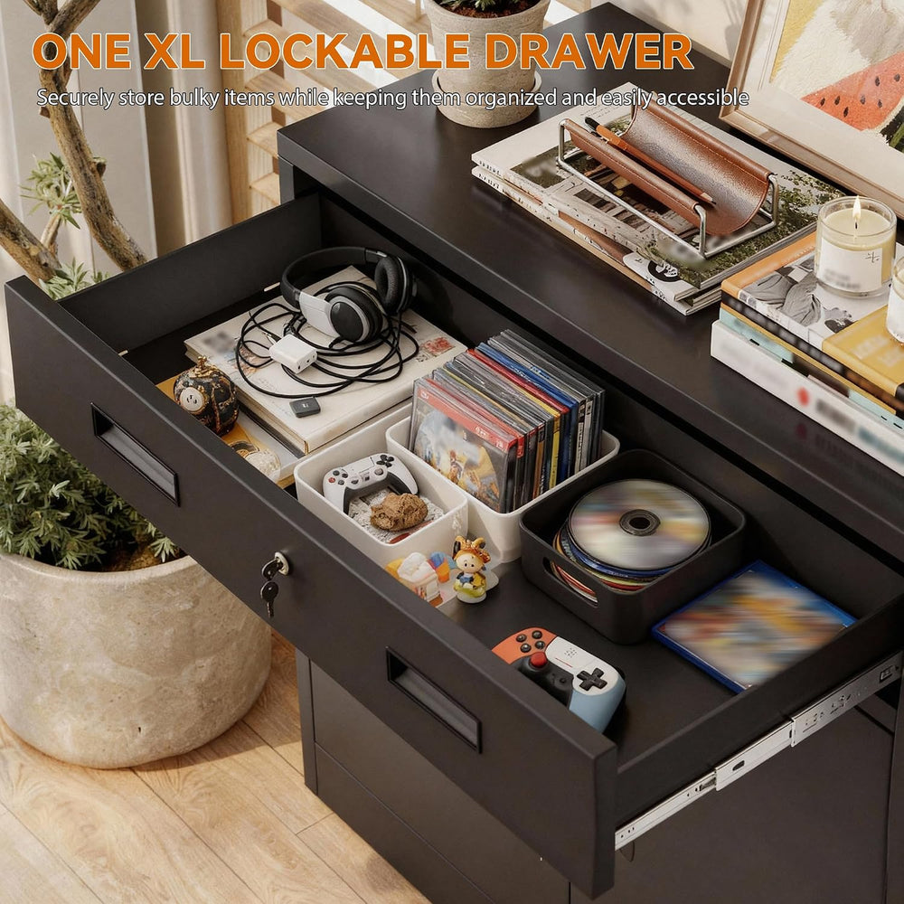 BESFUR Metal Storage Cabinet, Garage Storage Cabinet with One Drawer and Adju...