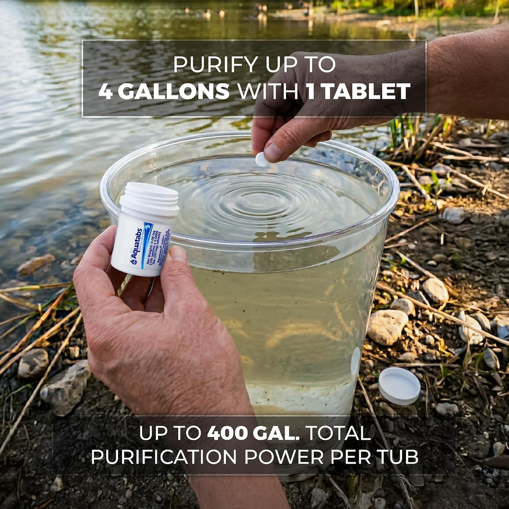 Aquatabs Water Purification Tablets, 397mg 100 Pack, Camping & Emergency