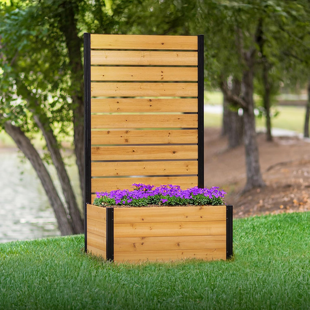 Enclo 6ft Concord Privacy Screen w/Planter Box, Freestanding, Cedar Wood