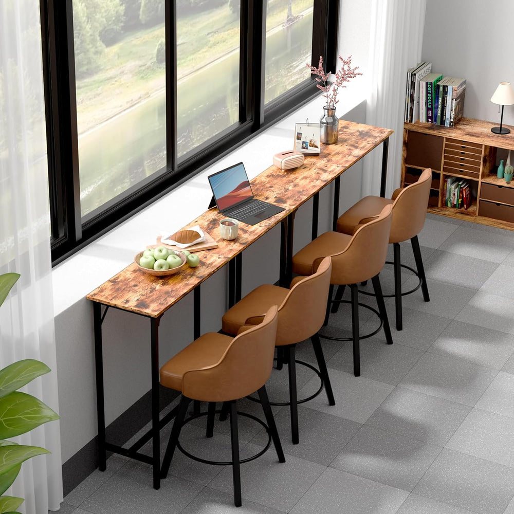 VINGLI 55 Inch Bar Table, Rectangular Counter Height Home Pub Table, Brown