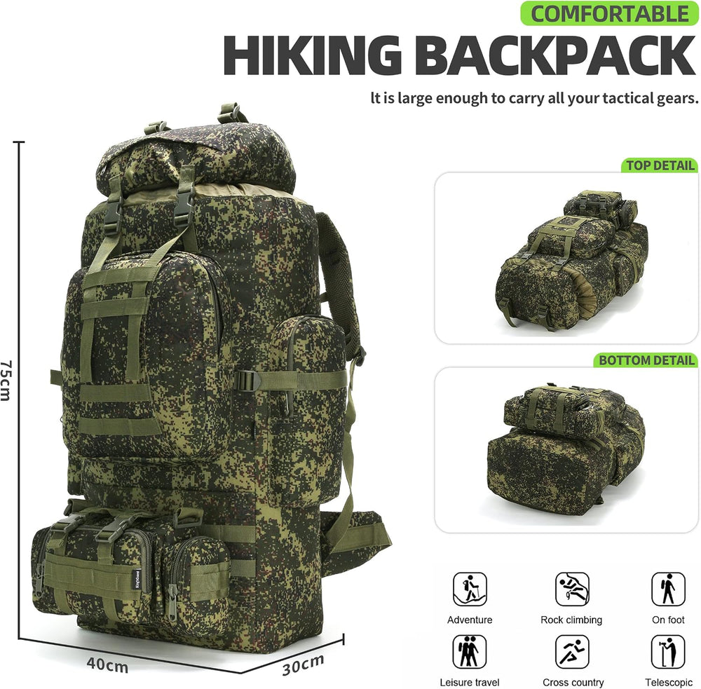 King'sGuard 100L Camping Hiking Backpack Molle Rucksack Military Camping ...