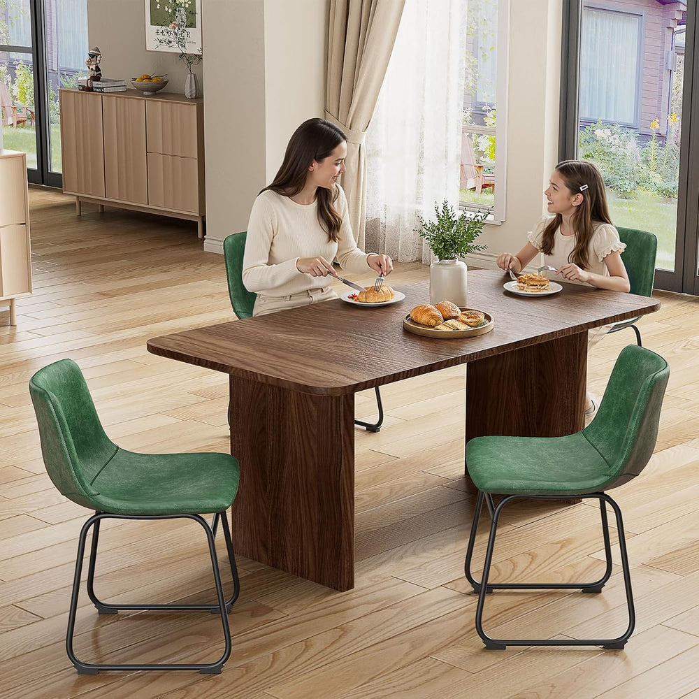 REONEY Dining Chairs Set of 8, 18" PU Leather Dinner Chairs, Green