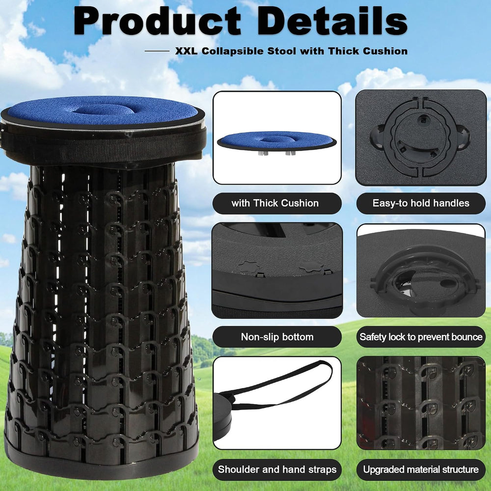 ALEVMOOM 2026 Upgraded XXL 19.7" Collapsible Stool with Cushion, 1000lbs...