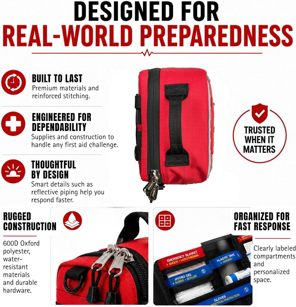 SURVIVAL Large First Aid Kit, 142-Piece Emergency Response System
