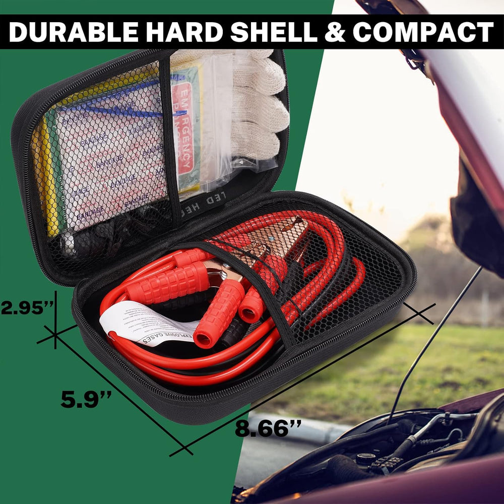 Car Emergency Kit with Battery Jumper Cables, Black