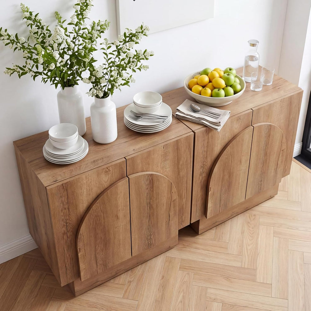 Ya-Home Natural Sideboard Buffet Cabinet with Storage, 31.5” Modern Sideboard...