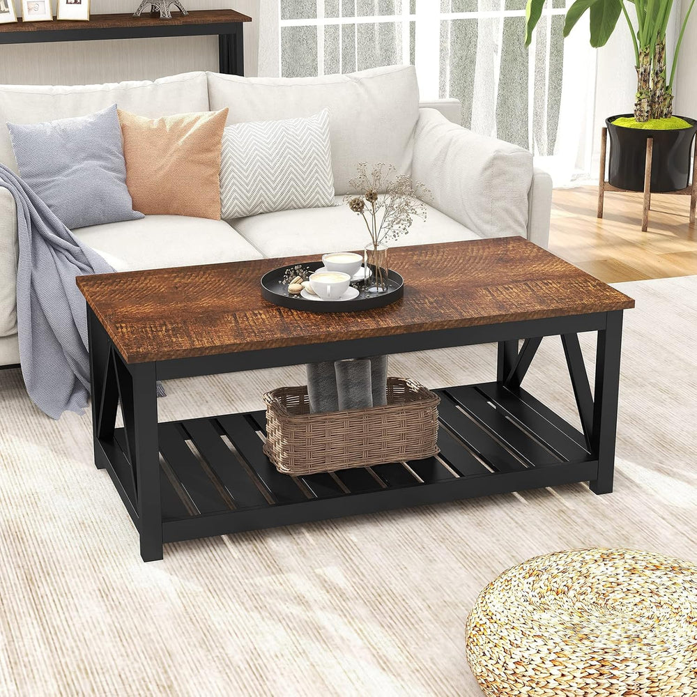 ChooChoo 40" Farmhouse Coffee Table with A-Frame Design for Living Room