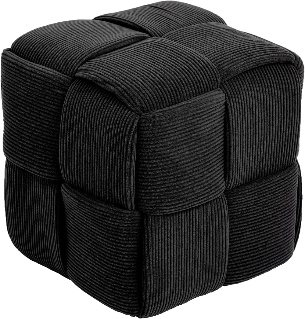 Cmishe 15" Square Woven Corduroy Ottoman Footrest - Modern Vanity Stool ...