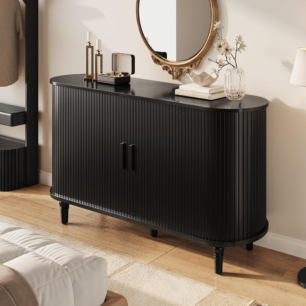 55" Sideboard Buffet Cabinet with Storage - Fluted Credenza Storage Cabinet