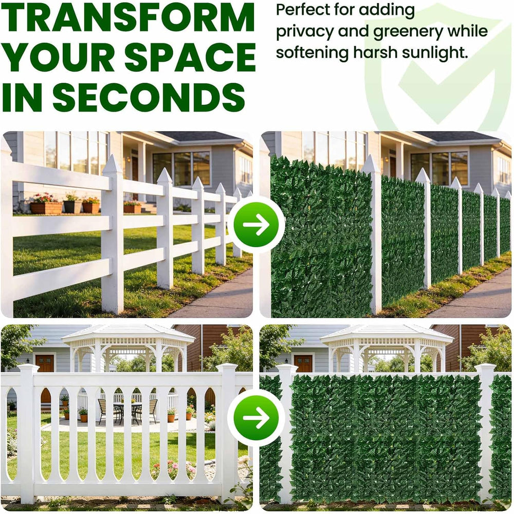 Artificial Ivy Privacy Screen Fence Panel, 240 x 40 in, 2400 Dense Leaves