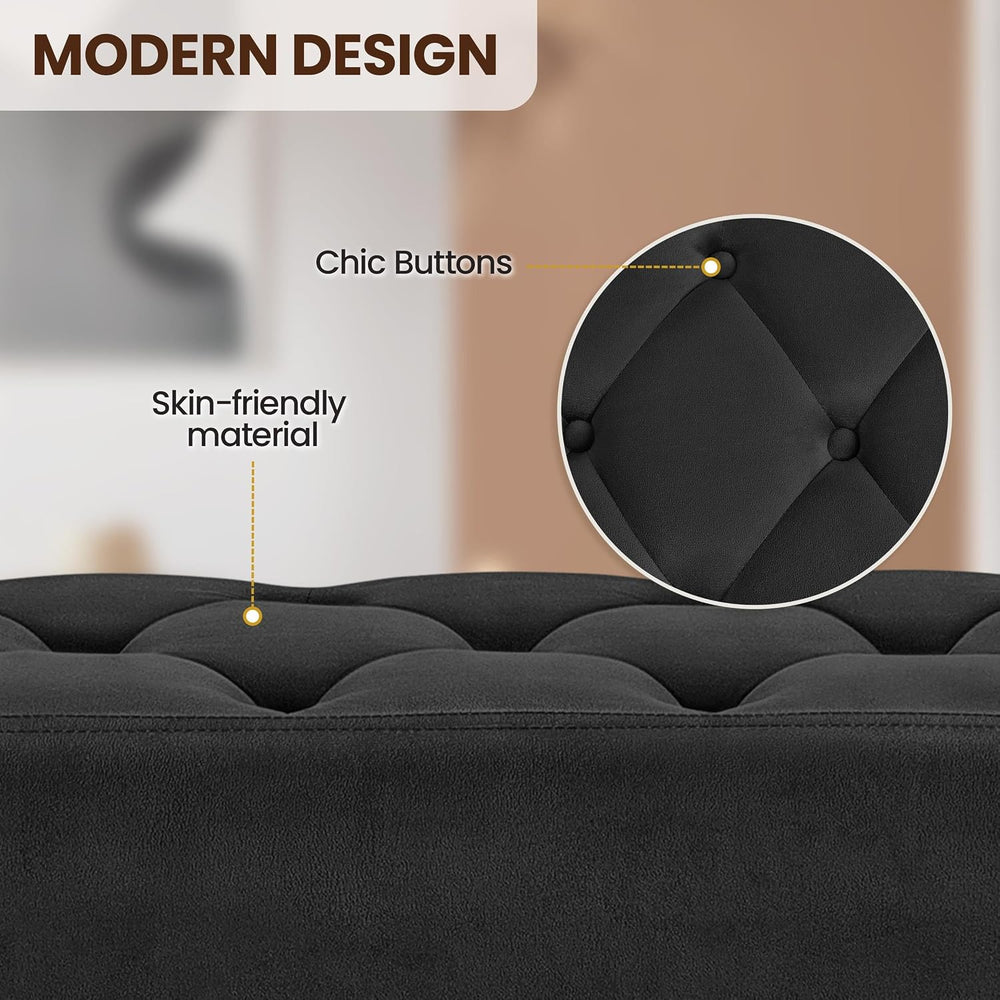Yaheetech 45" Ottoman Bench for Bedroom, Upholstered Boucle Seat, Black