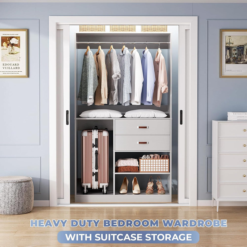 Armocity Closet System with Suitcase Storage, 40 Inches Stand-alone Wardrobe ...