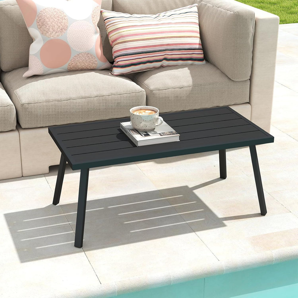 Helios&Hestia Small Rectangle Iron Outdoor Coffee Side End Table for Pati...