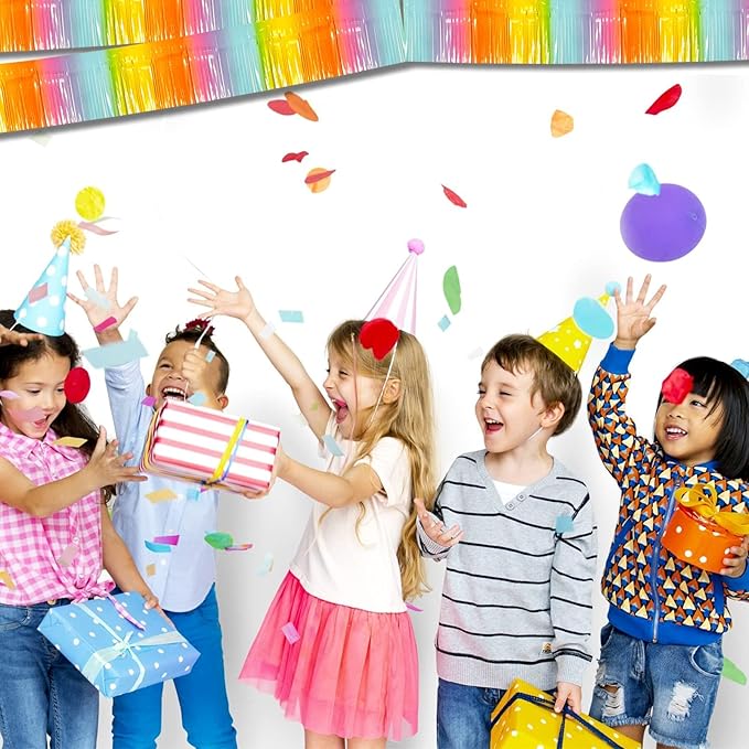 6 Pack 10 Feet Foil Fringe Garland Metallic Tinsel Streamers Banner Wall Hang...